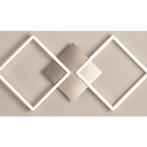 Wall Art 2 Large Square LED Wall Flush Light In Satin Silver